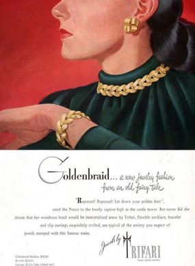 Вінтажне кольє Trifari з колекції Goldenbraid, 1947